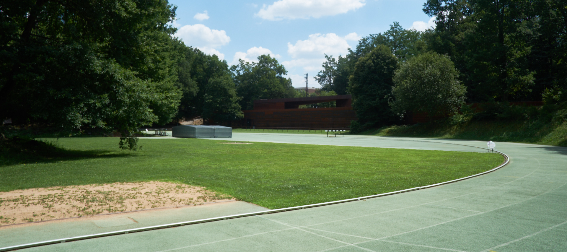 View to pavilion from running track.